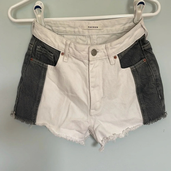 PacSun high rise festival Jean shorts Womens size 24 color block with panels - Picture 1 of 9
